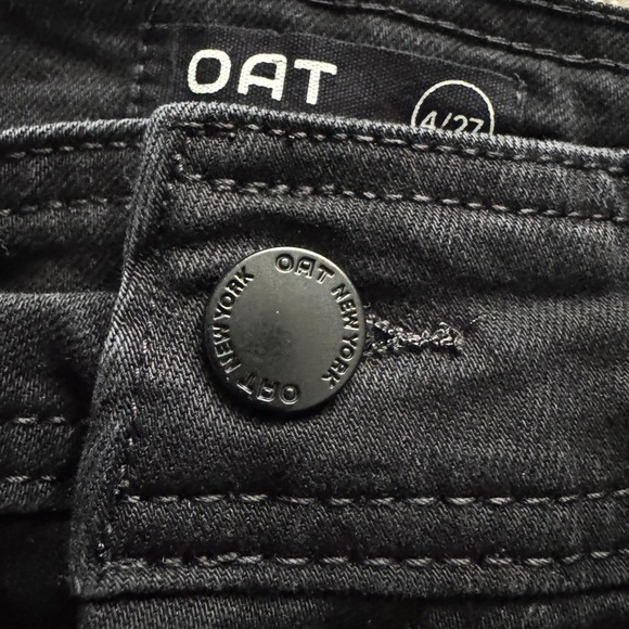 OAT NEW YORK Black Wide Leg Raw Hem Jeans High Rise Women Size 4 27 Grunge Retro - Picture 4 of 12